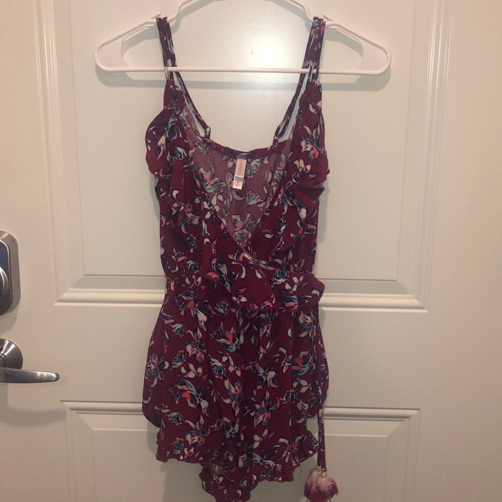 Purple floral romper